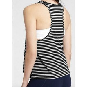 Athleta Essence Navy Gray Stripe Racerback Tank Top Size Medium
